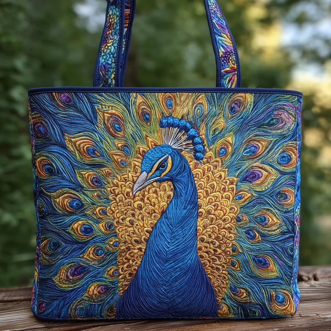 Handcrafted Royal Peacock Tote Bag