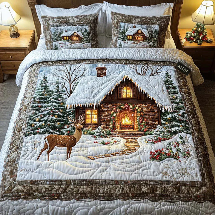 Cozy Hut 3-Piece Quilted Duvet Cover Set