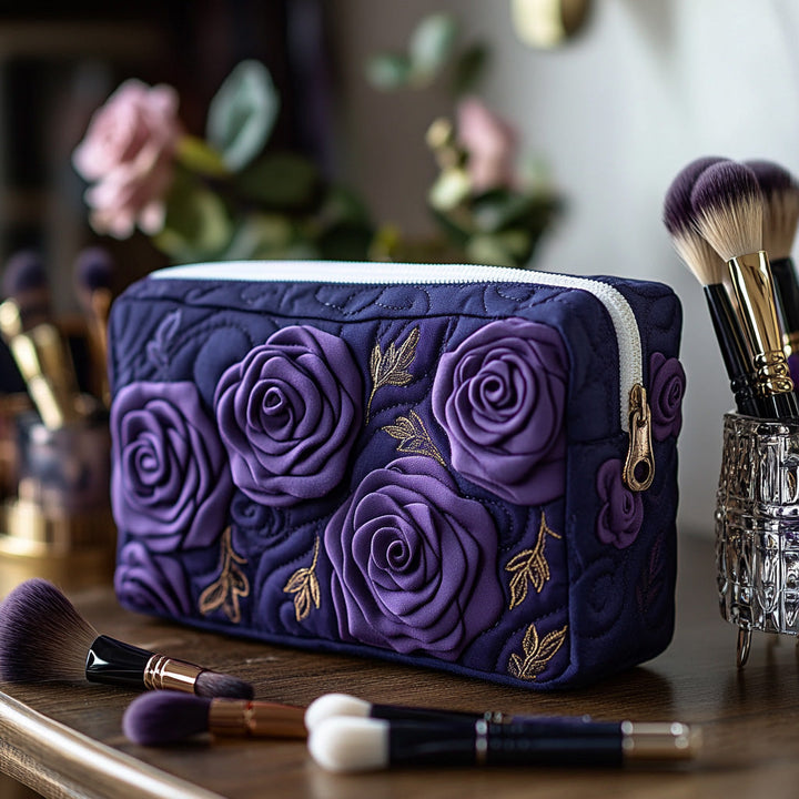Jara Amethyst Flower Quilted Toiletry Bag
