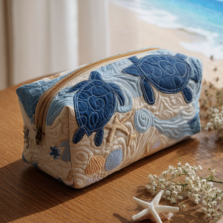 Sara - Blue Shell Quilted Toiletry Bag
