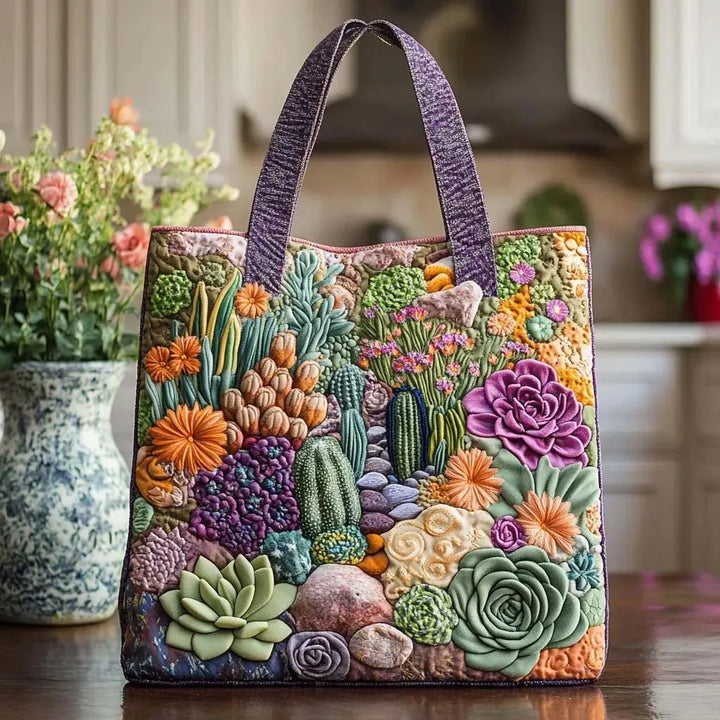 Handcrafted Tote - Succulent Oasis