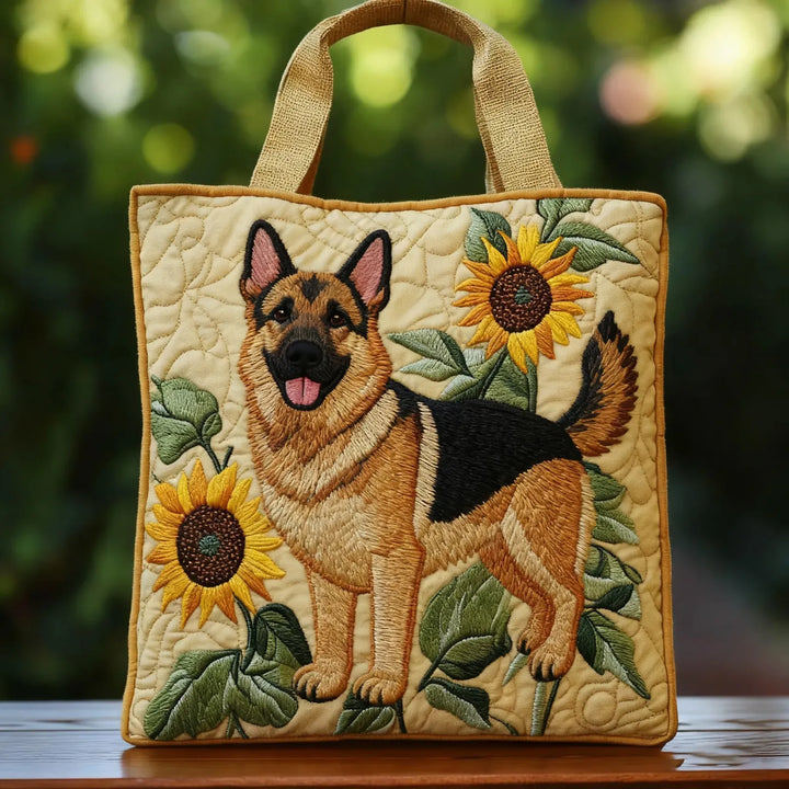 Floral Handmade Bag Featuring German Shepherd Design