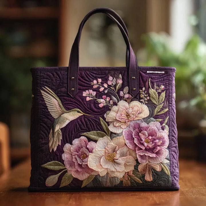 Artisan Quilted Bag - Hummingbird and Orchid Design