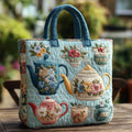 Quilted Tote Bag with Floral Print