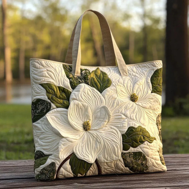 Artisan Quilted Bag - Graceful White Lilies Design