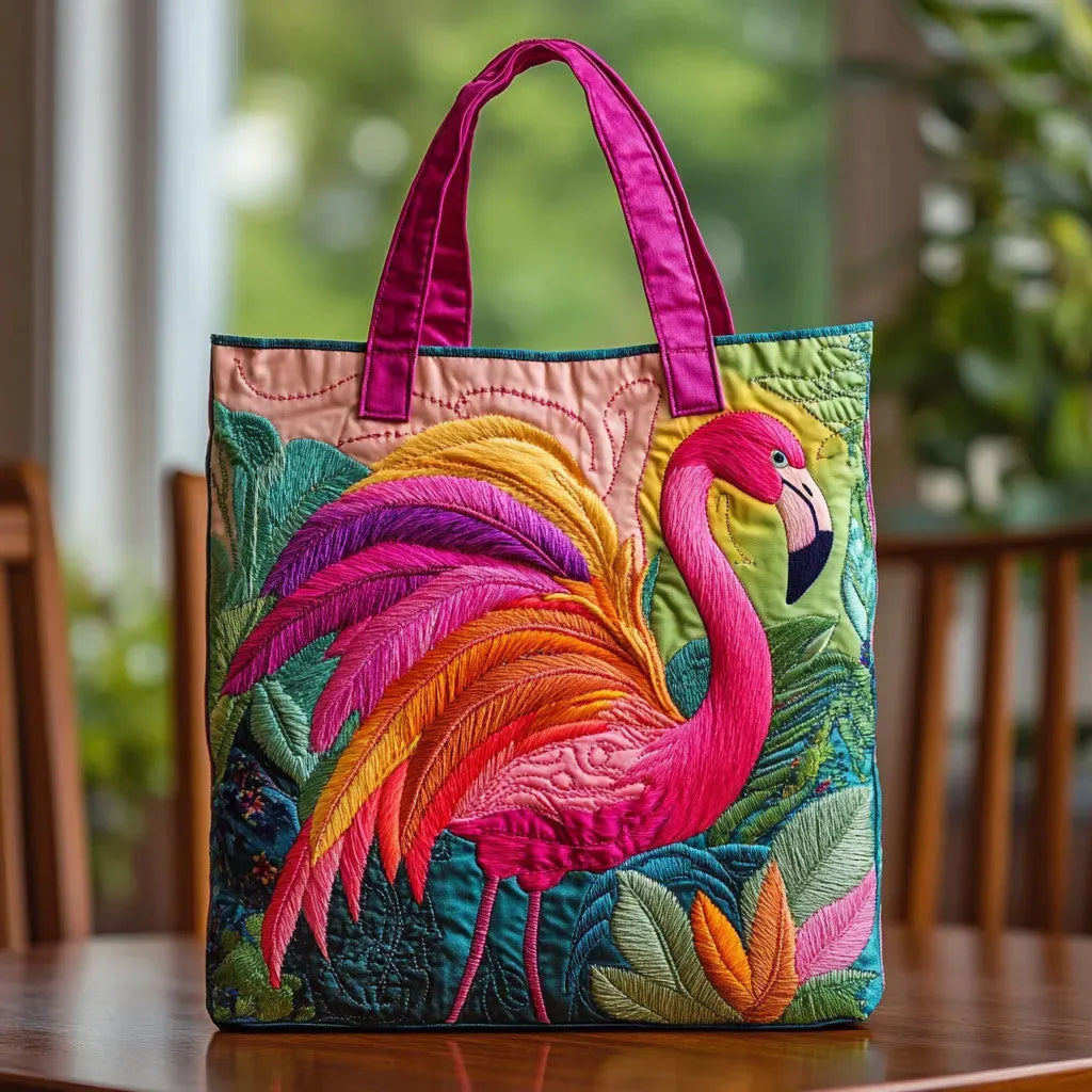 Rainbow Flamingo Gev Quilted Bag