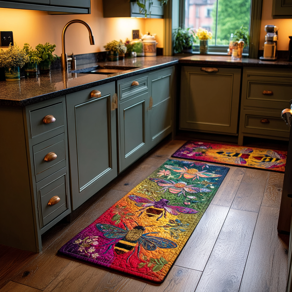 Diana - Floral and Bee Kitchen Mat