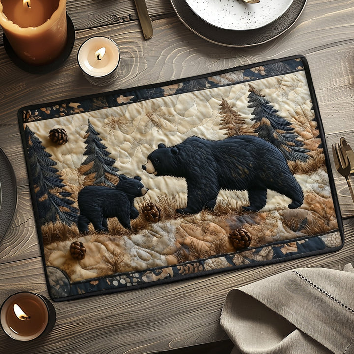 Emma - Black Quilted Placemat from the Bear Family Collection