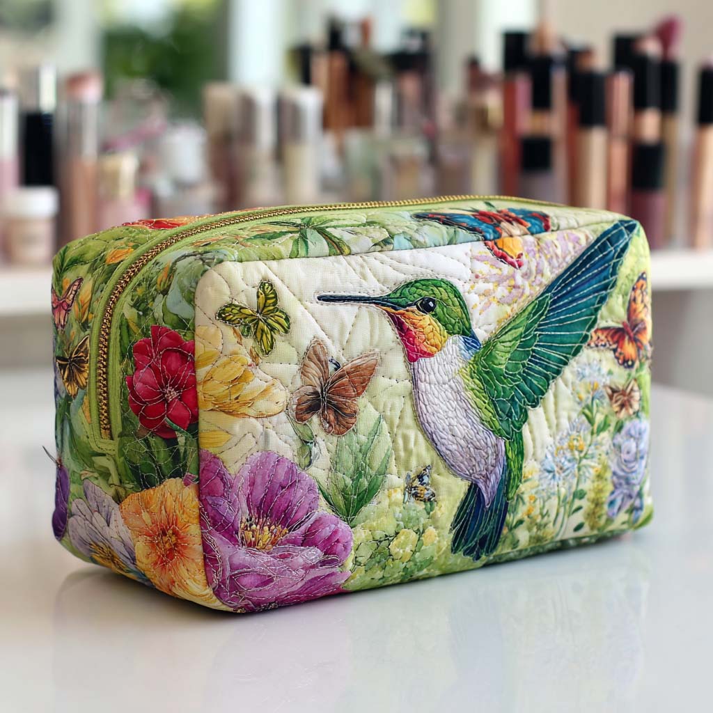 Norah - Embroidered Floral Quilted Toiletry Bag