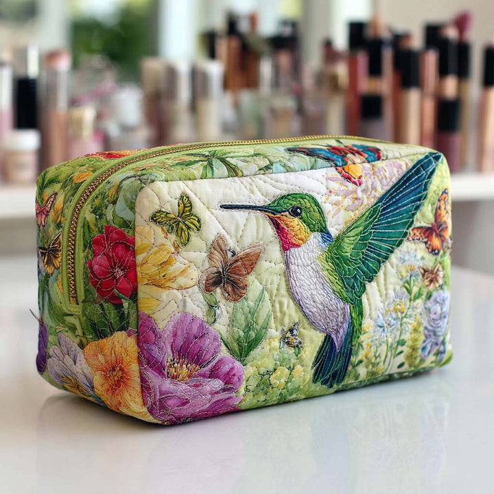 Norah - Embroidered Floral Quilted Toiletry Bag