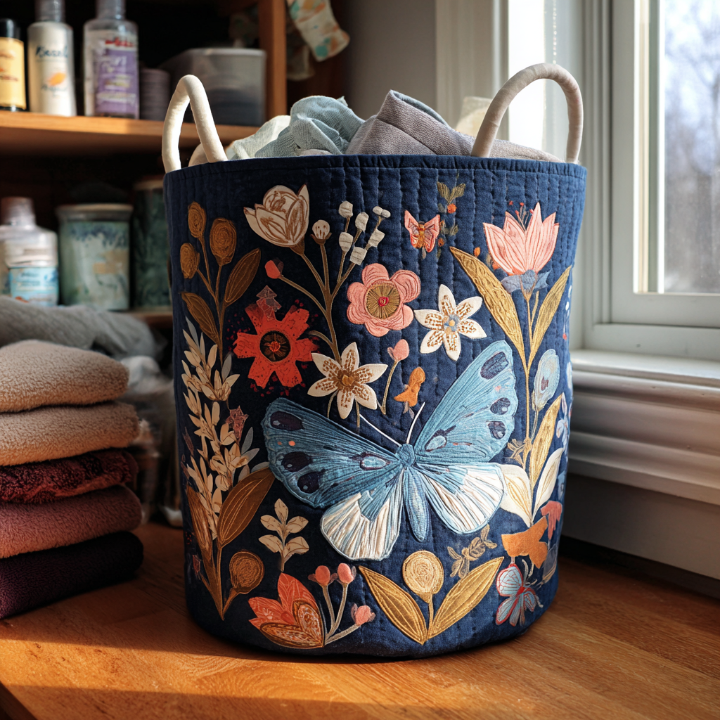 Floral Flight Upholstered Laundry Basket