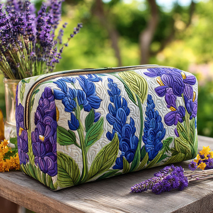 Suze - Floral Embroidered Quilted Toiletry Bag