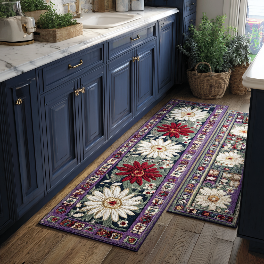 Sandra - Elegant Floral Kitchen Mat