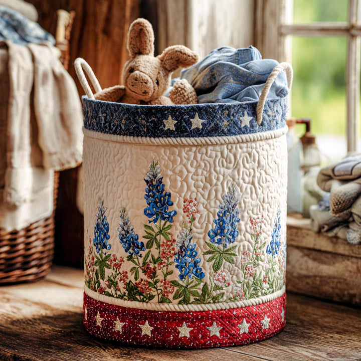 Blue Lupin Upholstered Laundry Basket