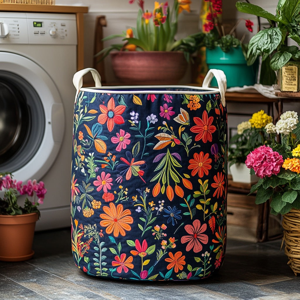 Bohemian Patchwork Upholstered Laundry Basket