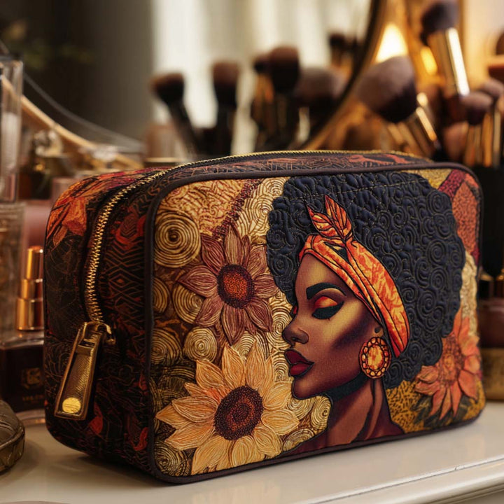 Yara - Floral Embroidered Quilted Toiletry Bag