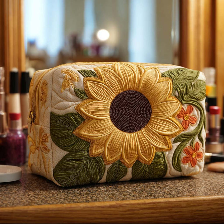 Sanne - Floral Embroidered Quilted Toiletry Bag