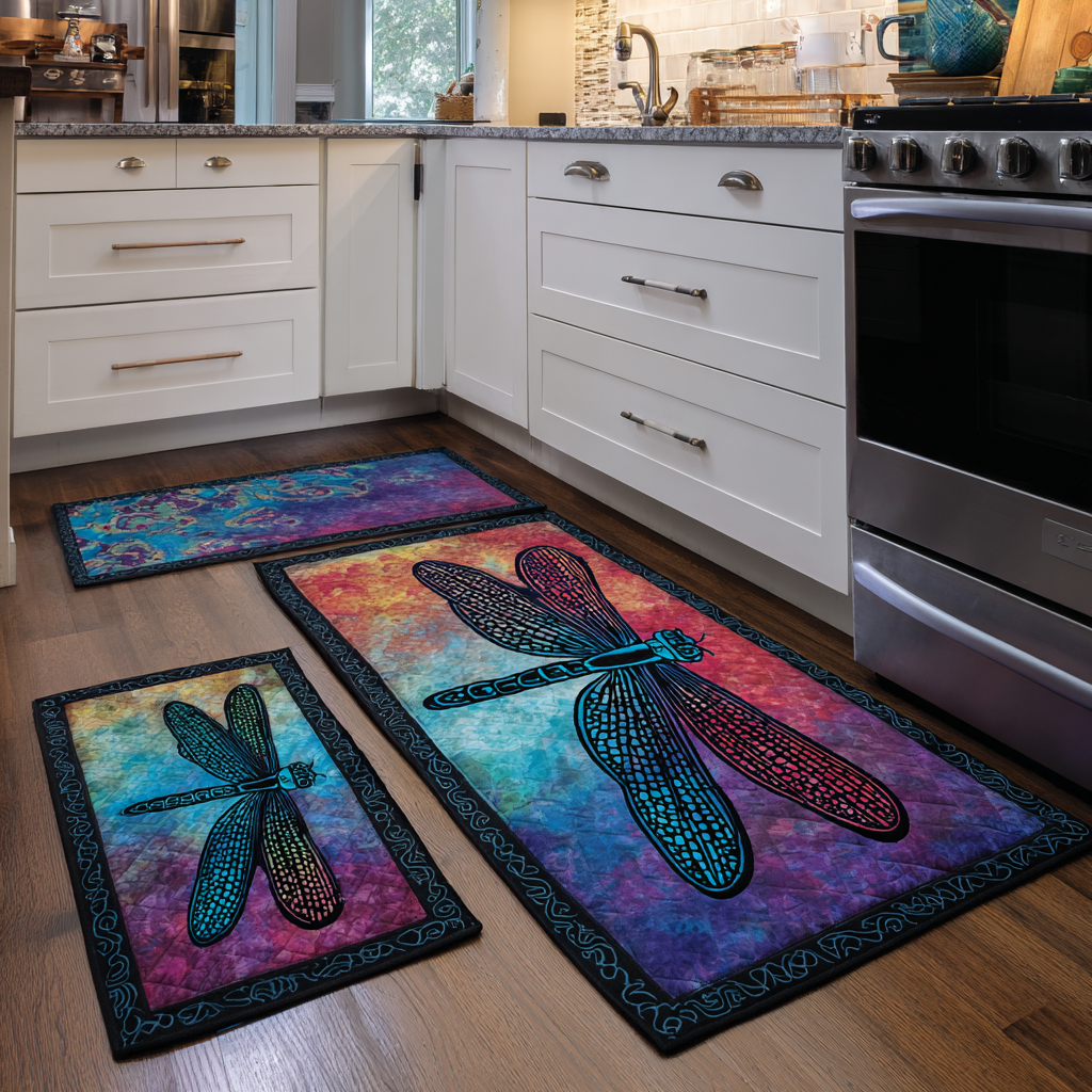 Radiant Dragonfly Kitchen Mat by Marlies