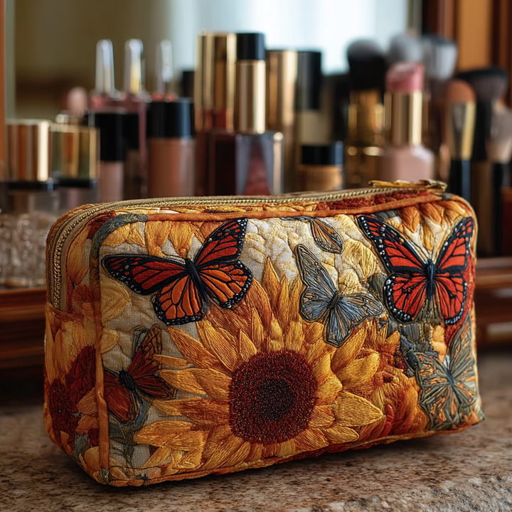 Nova - Blue Quilted Toiletry Bag with Elegant Pattern