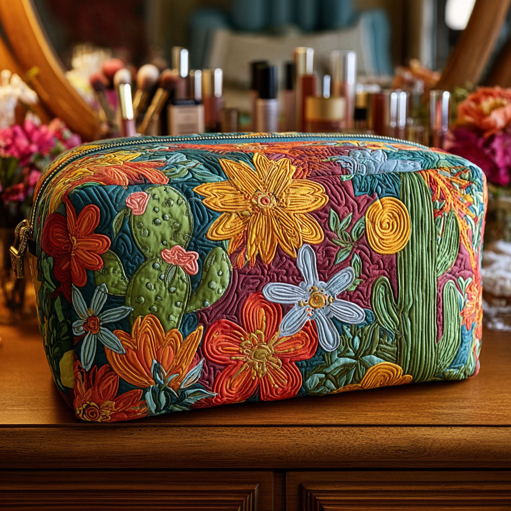 Isa - Cacti Print Quilted Toiletry Bag