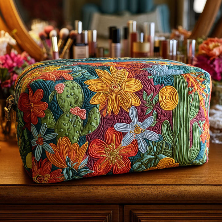 Isa - Cacti Print Quilted Toiletry Bag