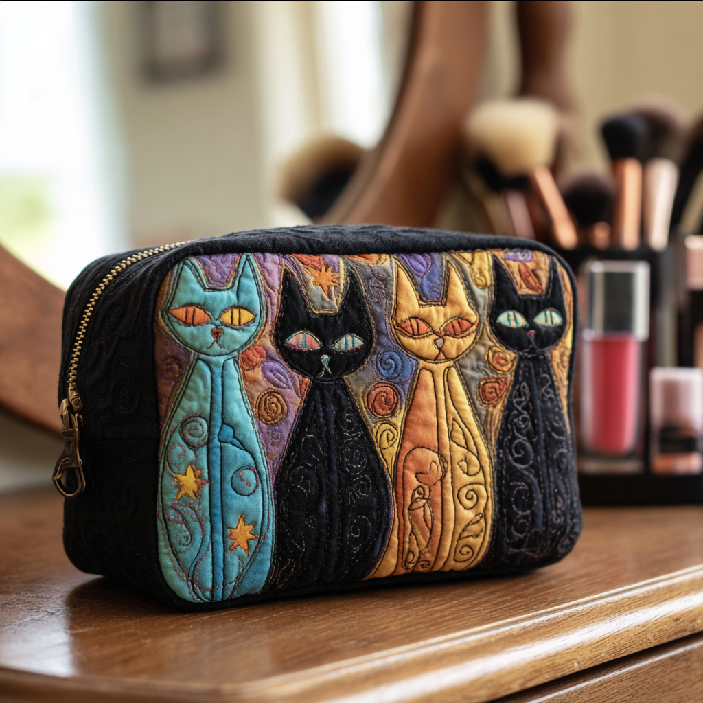 Sophie - Dreaming Cat Quilted Toiletry Bag
