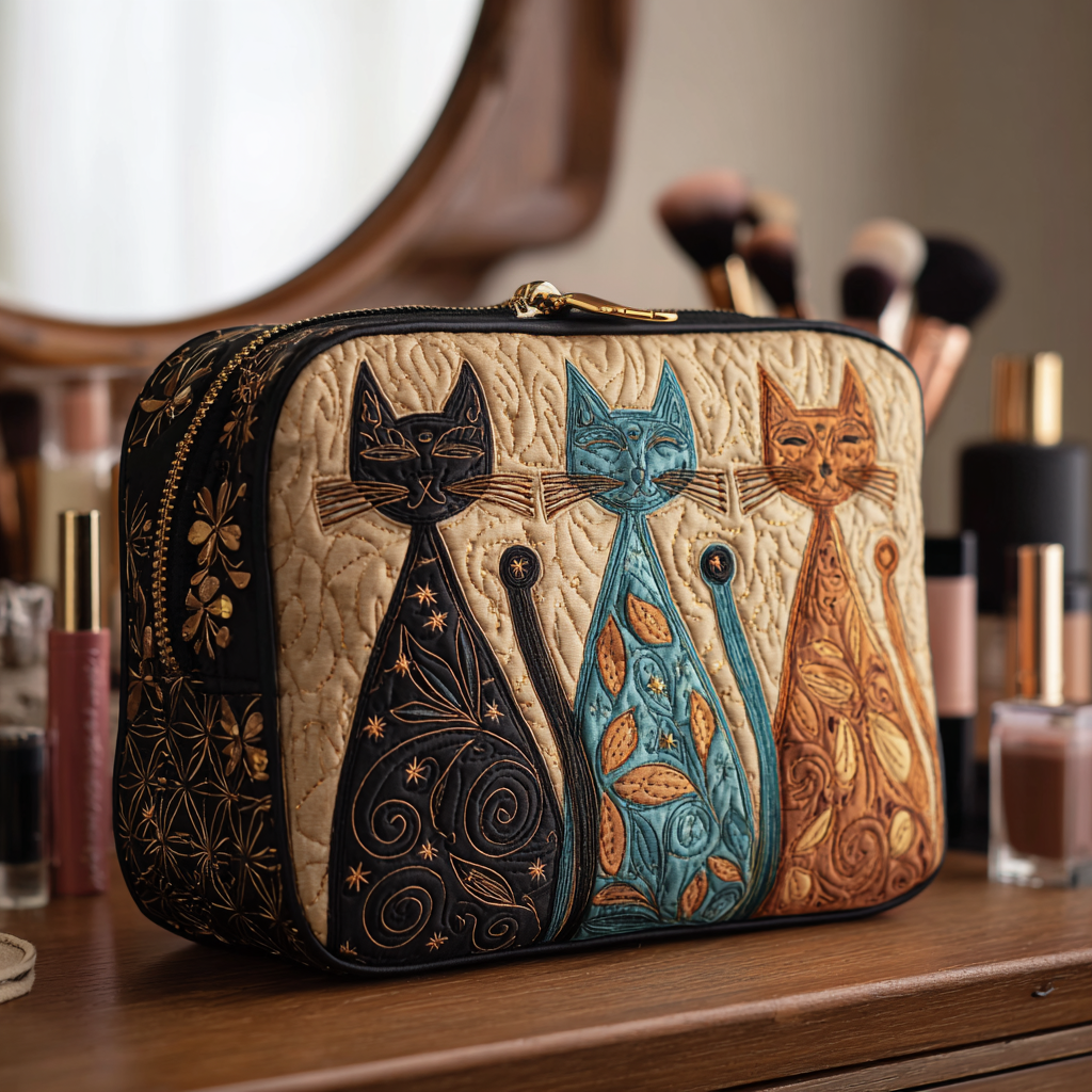Tess - Harmonious Cat Quilted Toiletry Bag