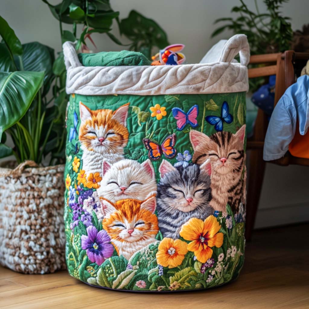 Cozy Cat Cuddle Corner Upholstered Laundry Basket