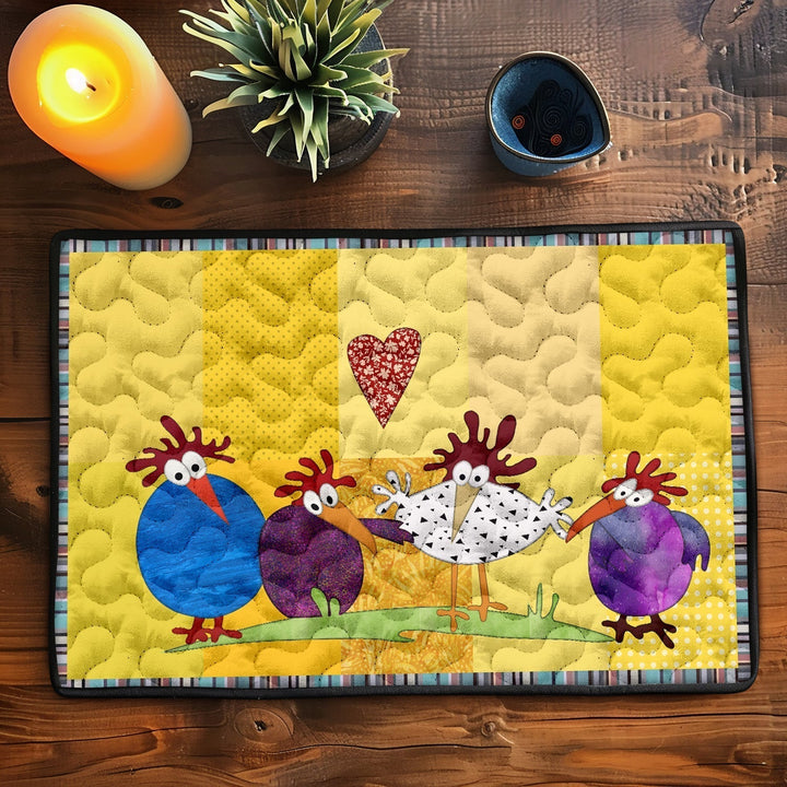 Eline - Chicken-Patterned Quilted Placemat