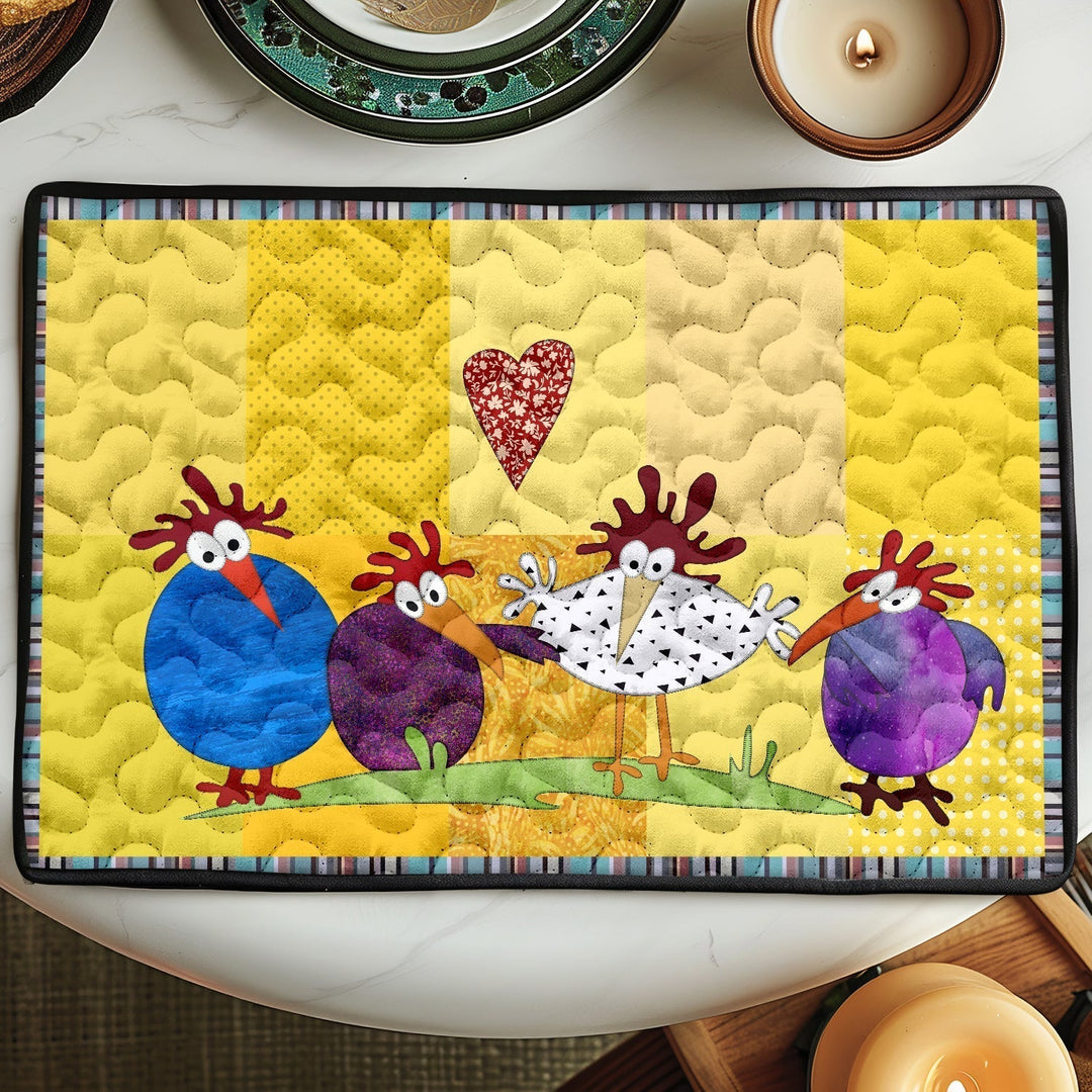 Eline - Chicken-Patterned Quilted Placemat