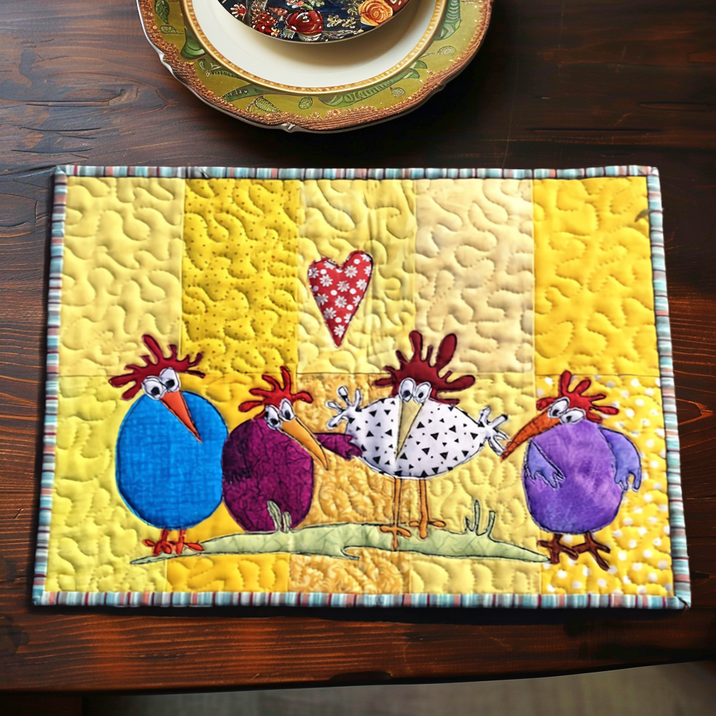 Eline - Chicken-Patterned Quilted Placemat