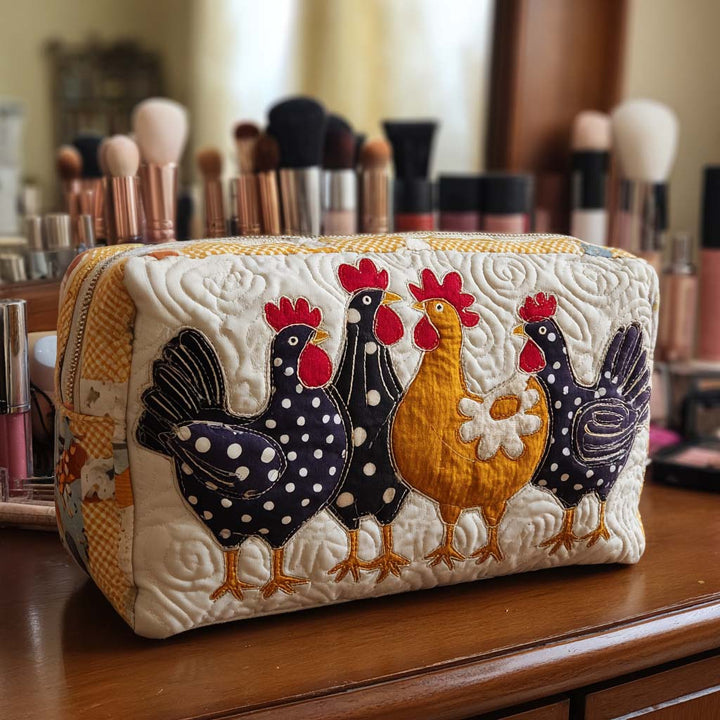 Eva - Cheerful Chicken Quilted Toiletry Bag