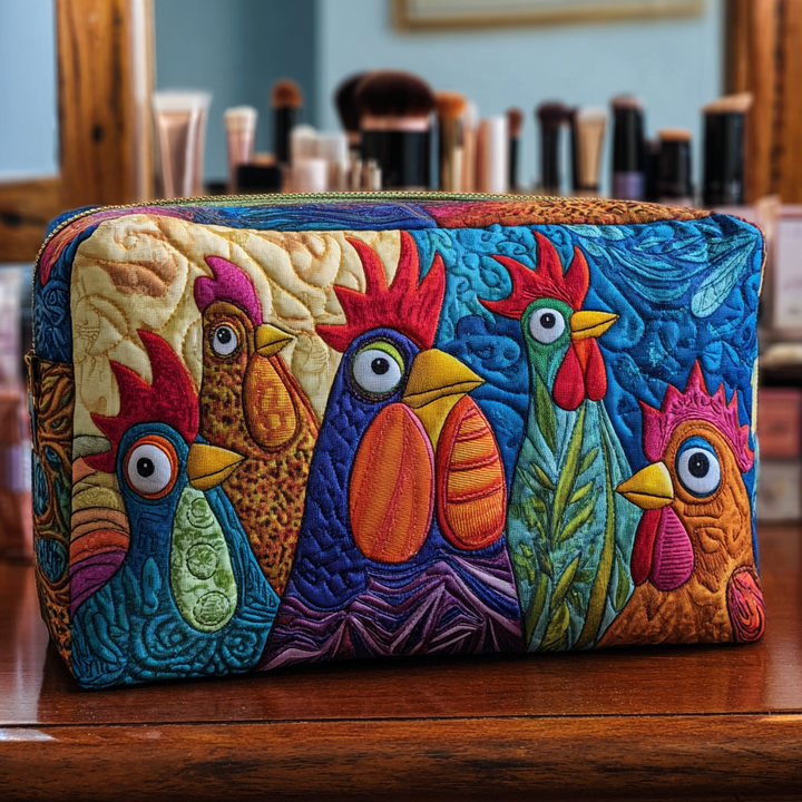 Sophie - Floral Chicken Quilted Toiletry Bag