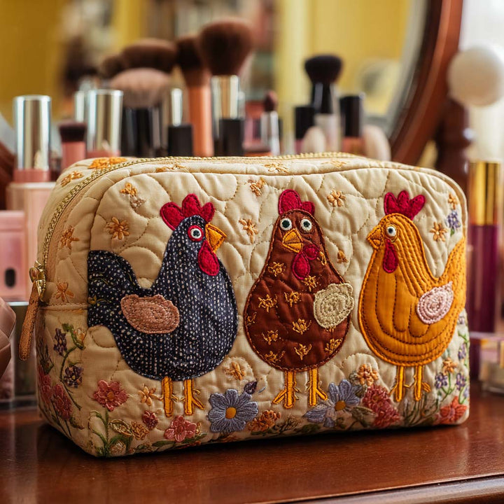 Wendy - Decorative Chicken Quilted Toiletry Bag