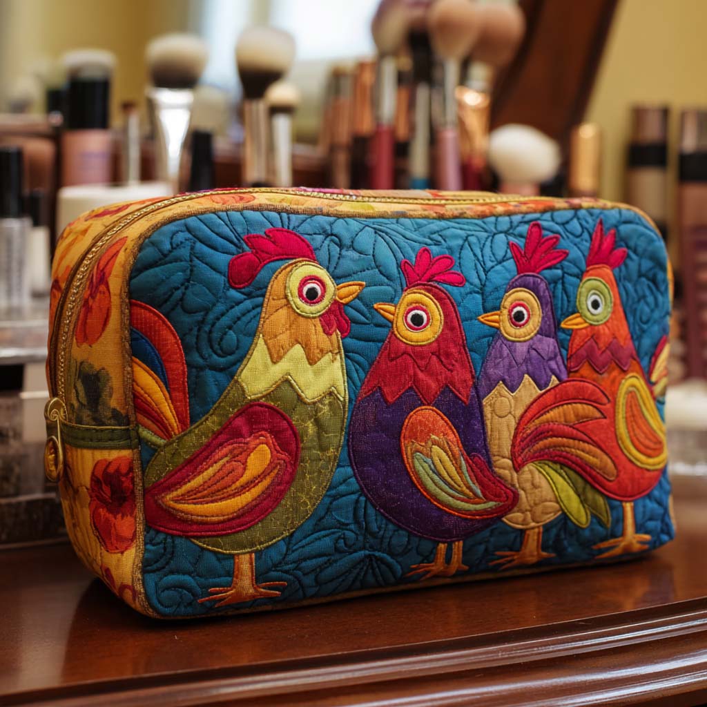 Marieke - Adorable Quilted Chicken Toiletry Bag