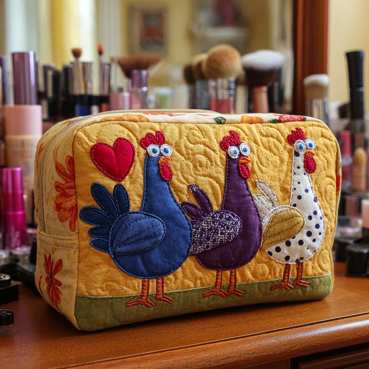 Lieke - Decorative Chicken Quilted Toiletry Bag