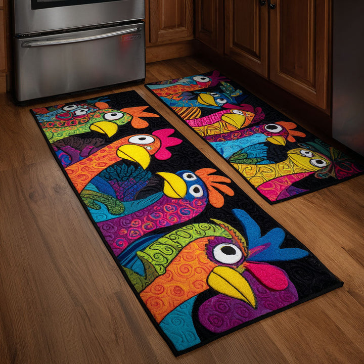 Jantje - Chickens and Flowers Kitchen Mat