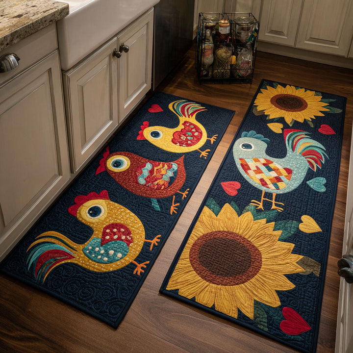 Francina Country-Style Kitchen Mat with Chickens