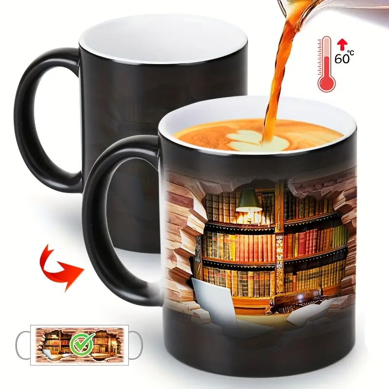 Enchanting Ceramic Mug with Thermal Library Design