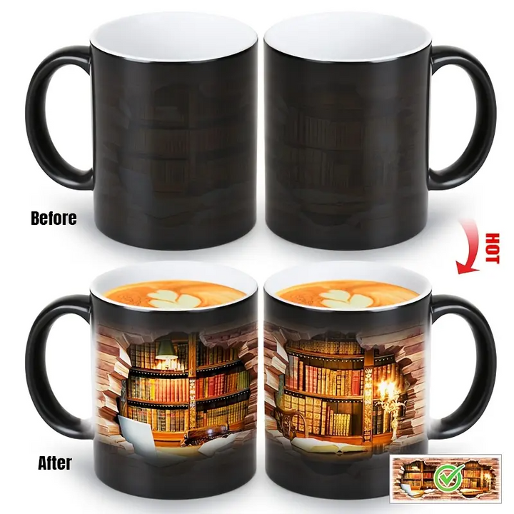 Enchanting Ceramic Mug with Thermal Library Design