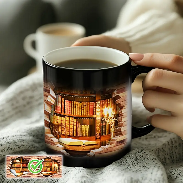 Enchanting Ceramic Mug with Thermal Library Design