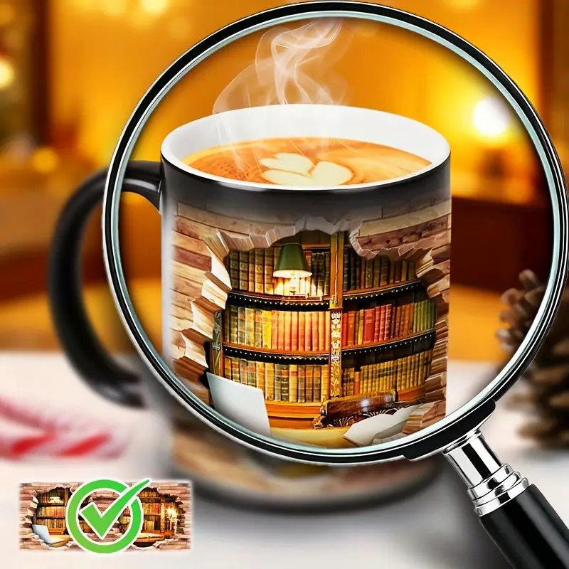 Enchanting Ceramic Mug with Thermal Library Design