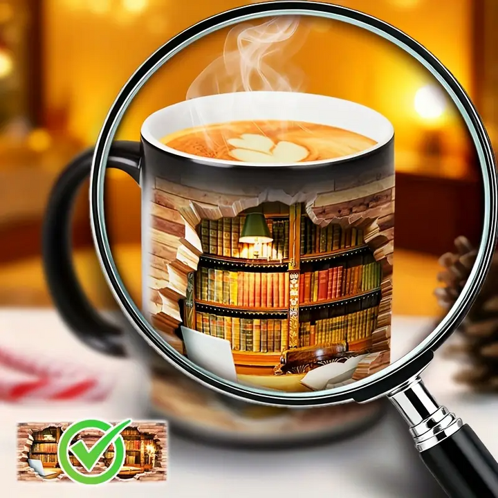 Enchanting Ceramic Mug with Thermal Library Design