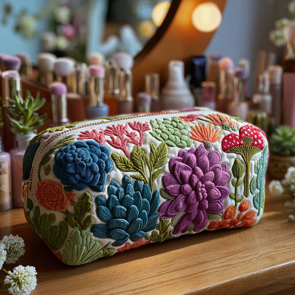 Nellie - Botanical Print Quilted Toiletry Bag