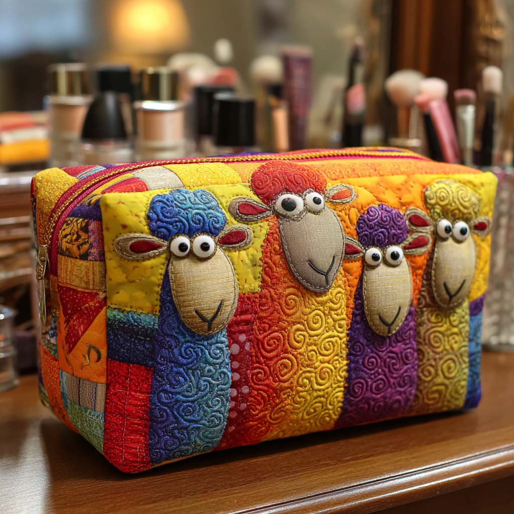 Nina - Colorful Quilted Toiletry Bag with Vibrant Print