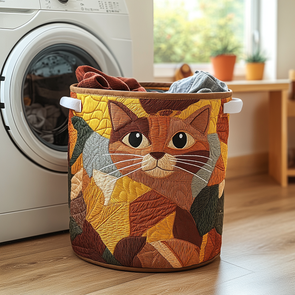 Cat Cocoon Woven Laundry Basket