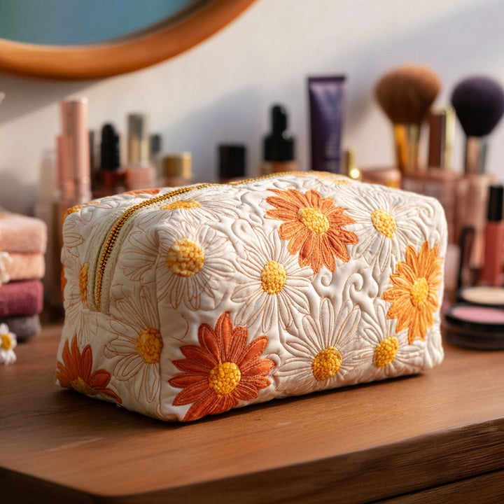 Everdina - Floral Embroidered Quilted Toiletry Bag