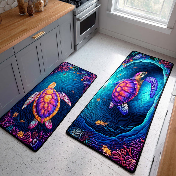 Esmee Deep Ocean Blue Kitchen Mat