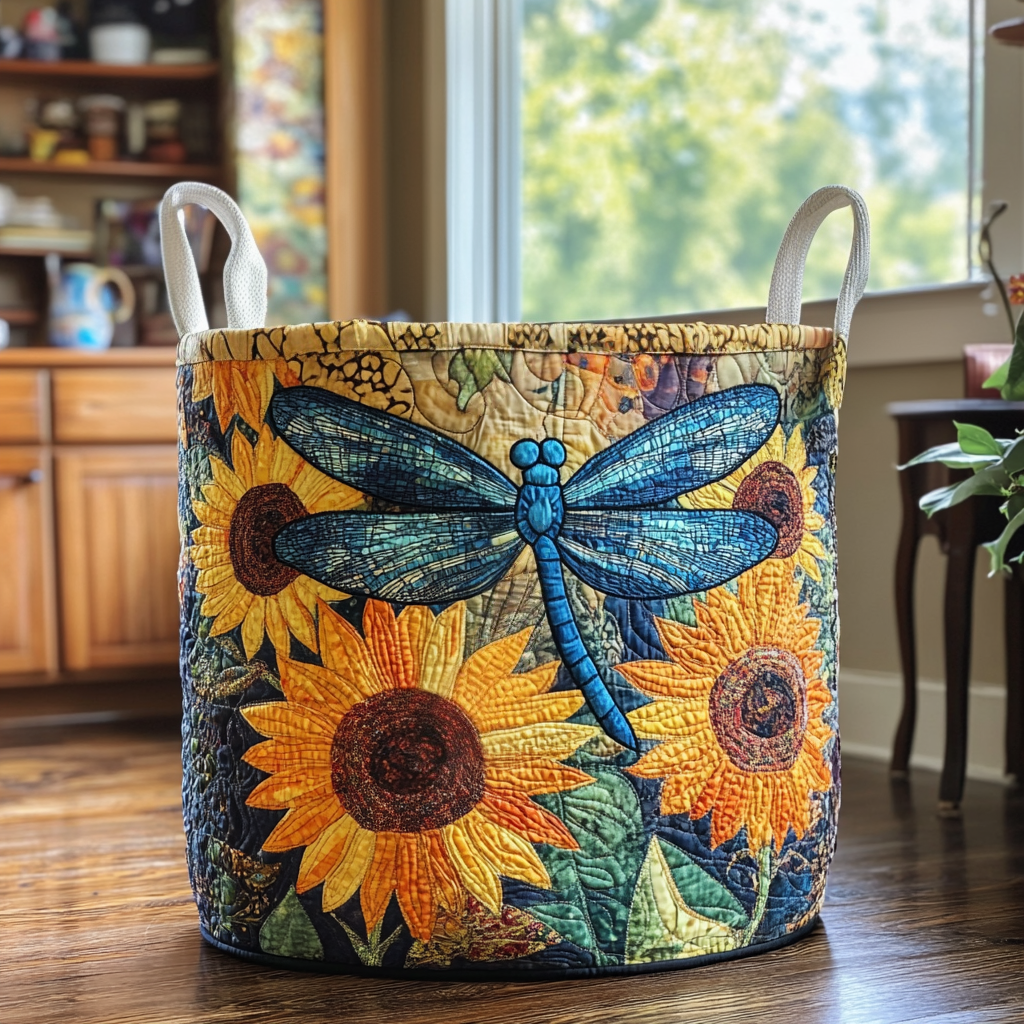 Butterfly-Patterned Lined Laundry Basket