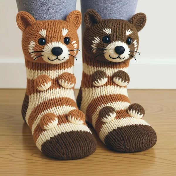 Rania - Cozy Raccoon Print Socks